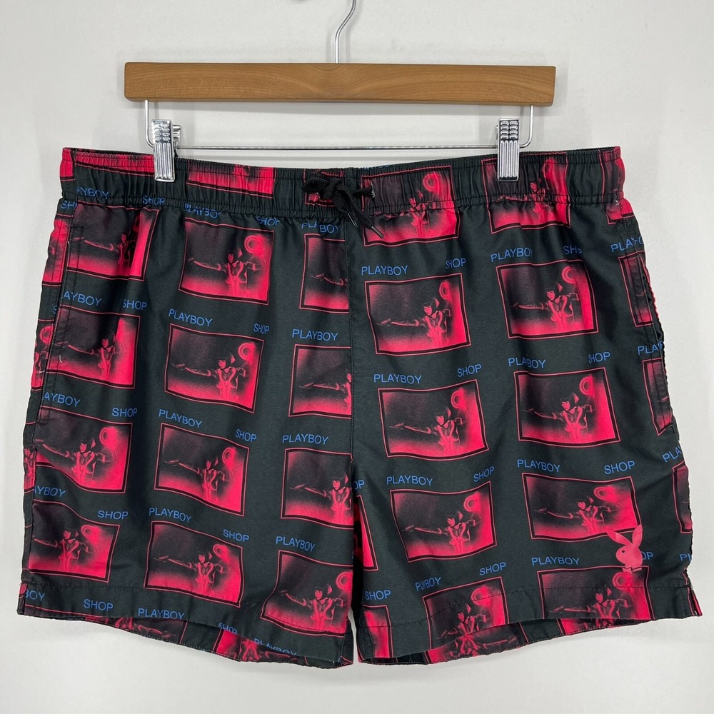 Playboy by PacSun Swim Trunks Men's XL Multicolor‎ Mesh Lined Drawstring Logo 5"